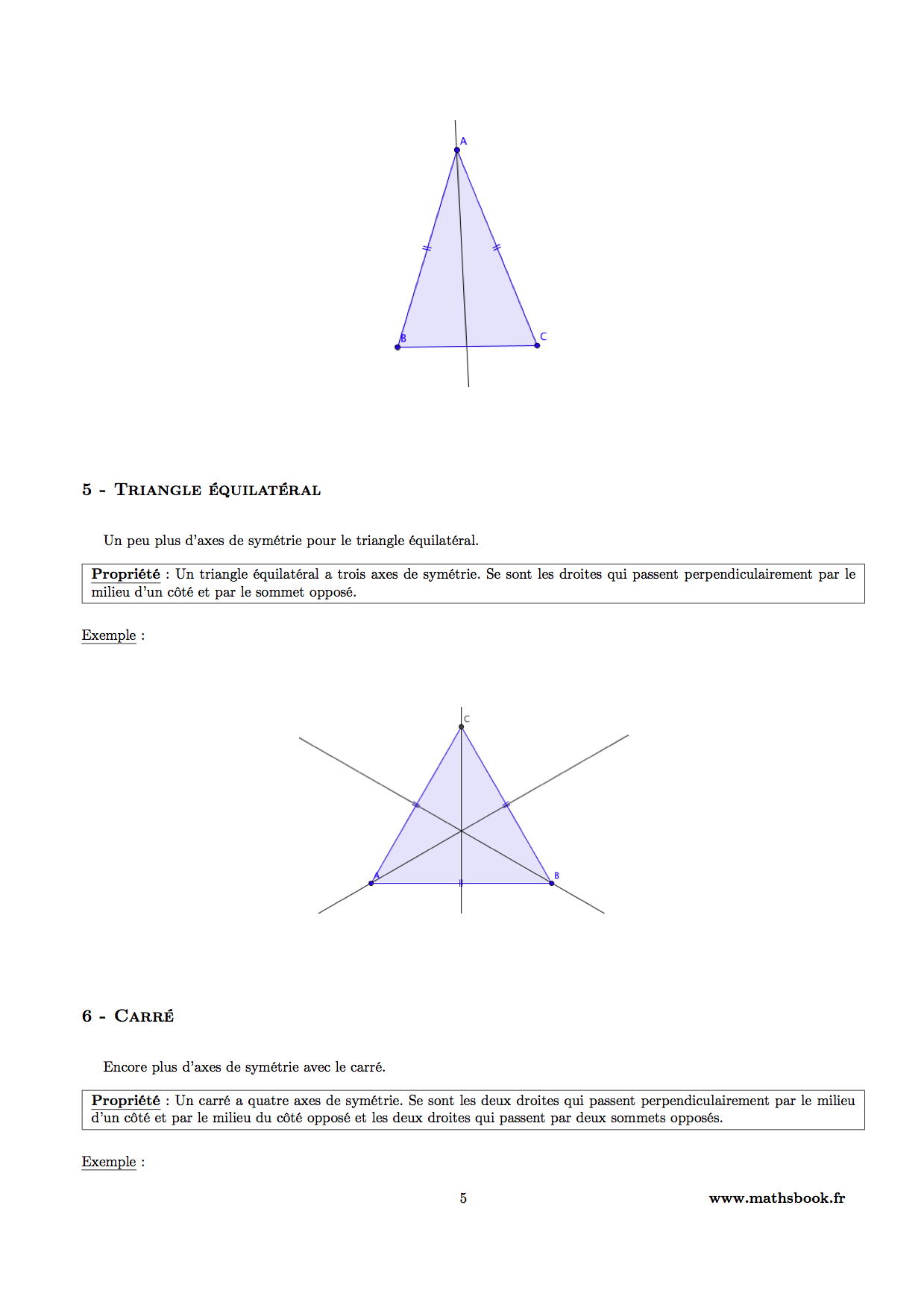 axe symetrie carre triangle equilateral