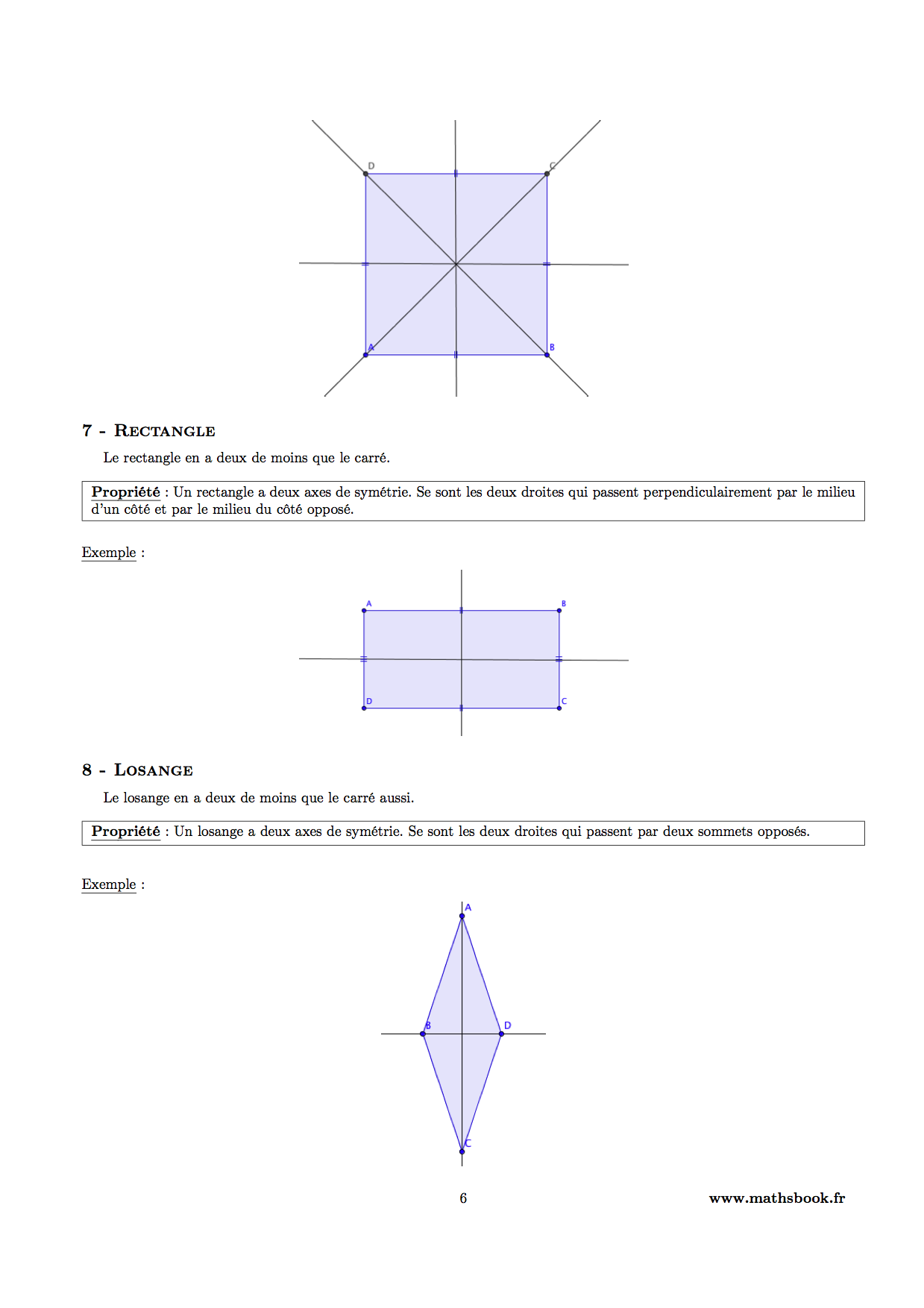 axe symetrie rectangle losange