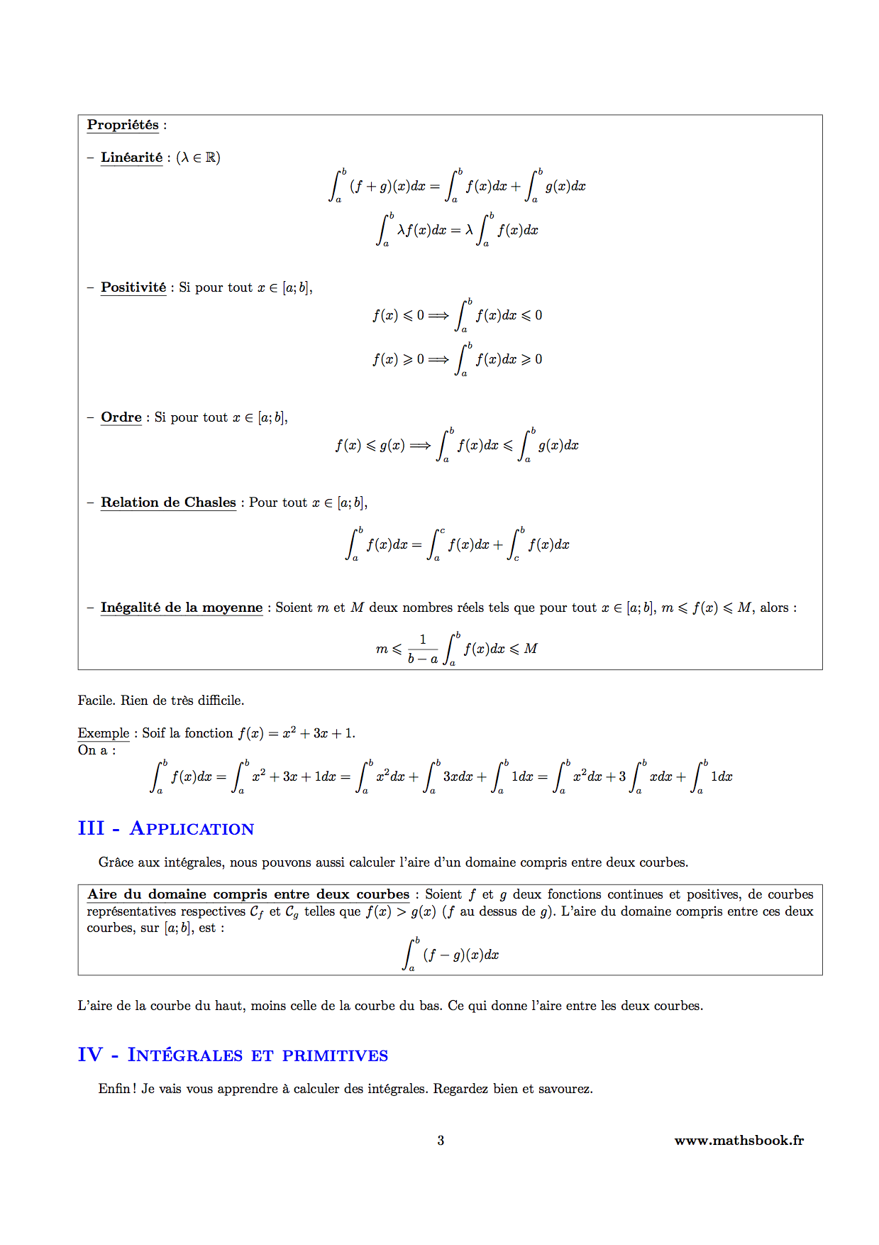 proprietes integrales