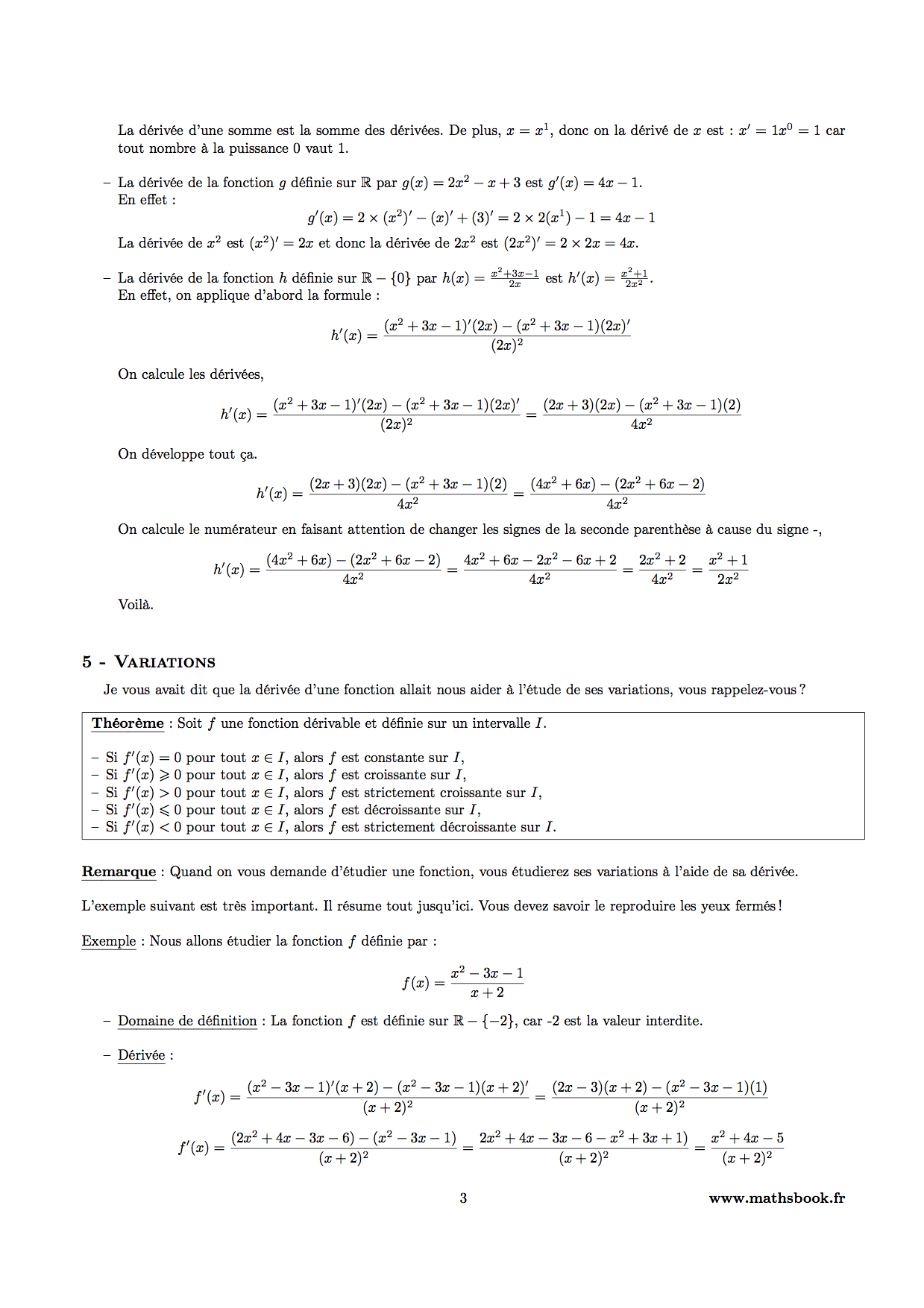 derivees et variations