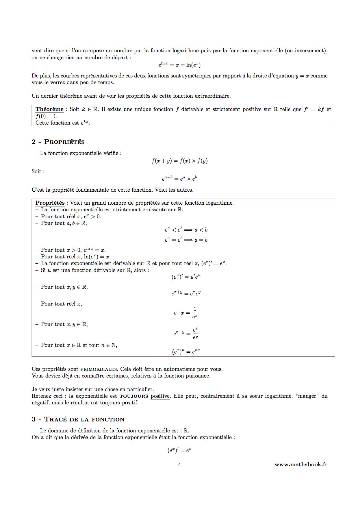 proprietes fonction exponentielle