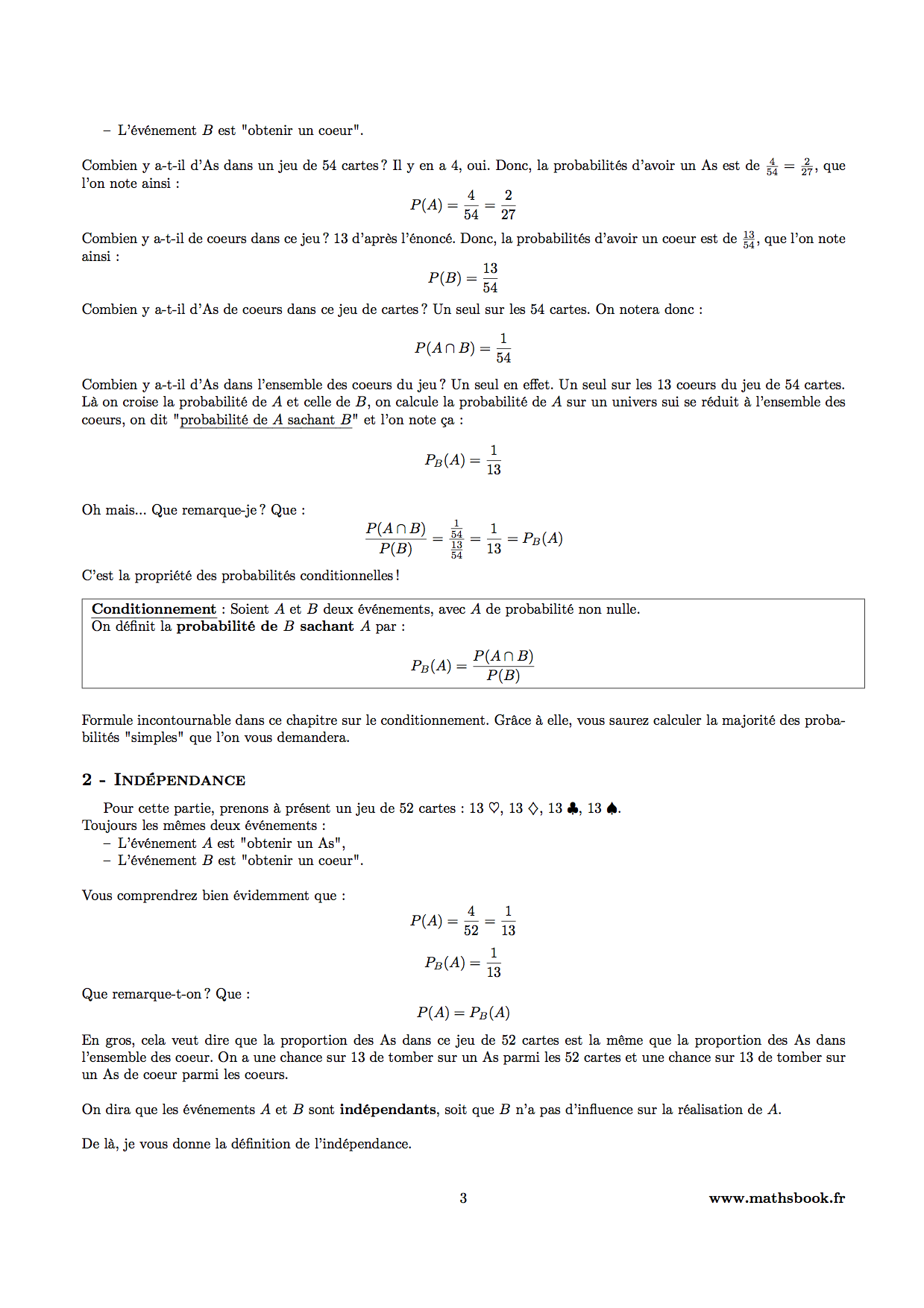 probabilites conditionnelles et conditionnement