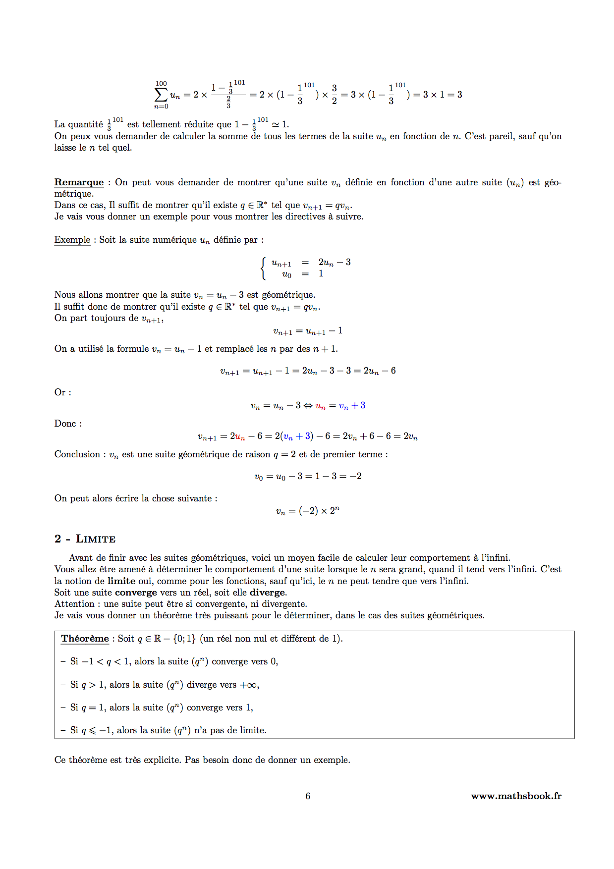 proprietes et limite suite geometrique