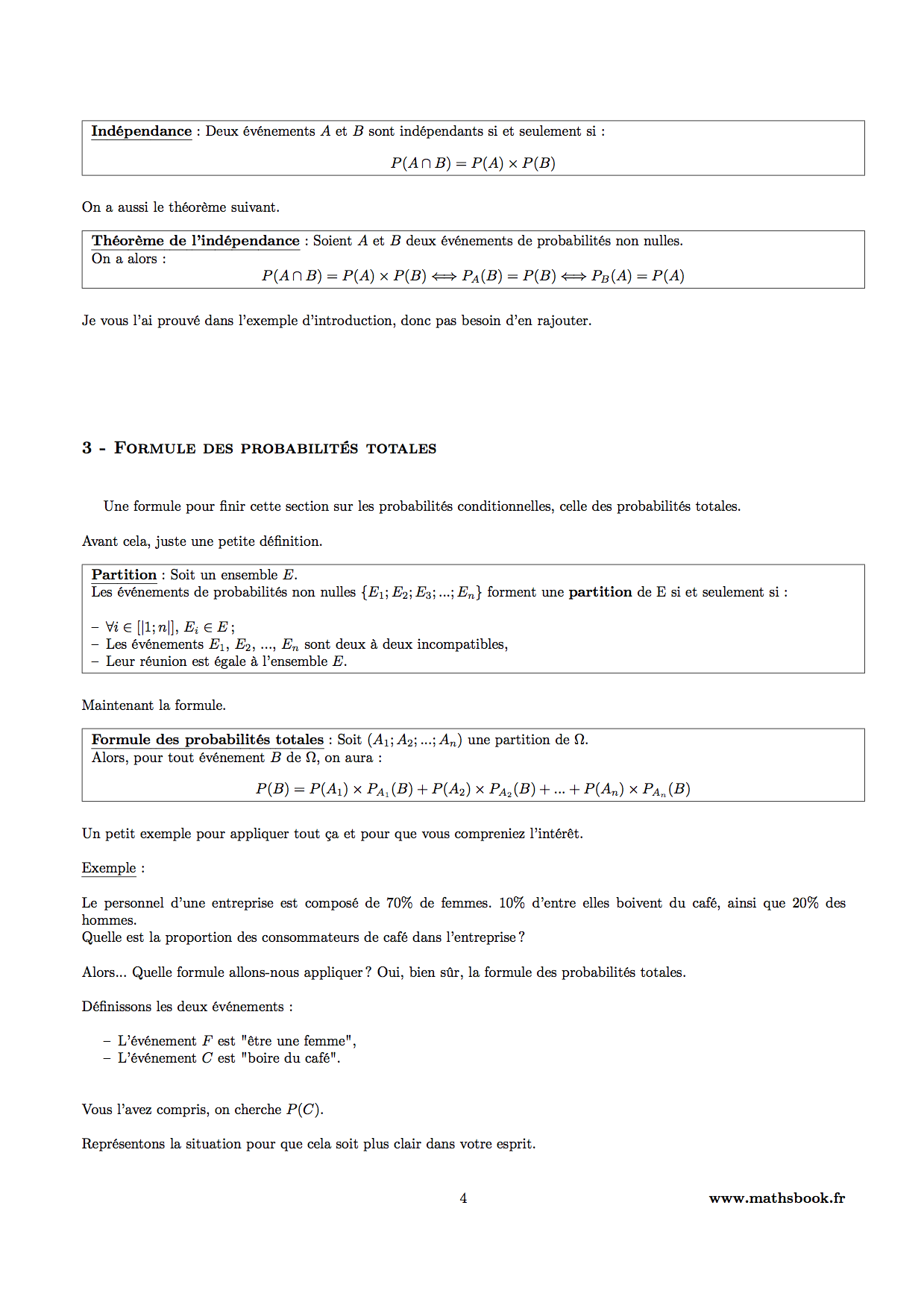 independance et formule des probabilites totales