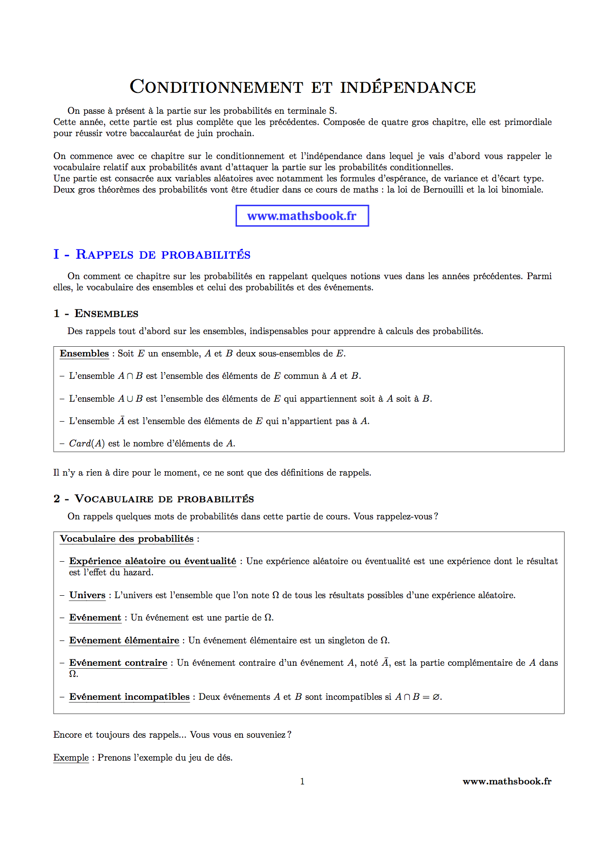 probabilites ensembles et evenements