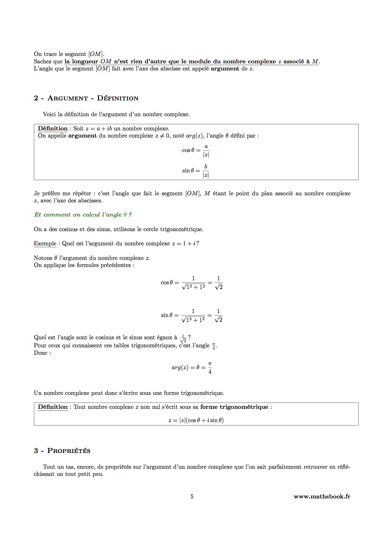 argument complexe image et affixe