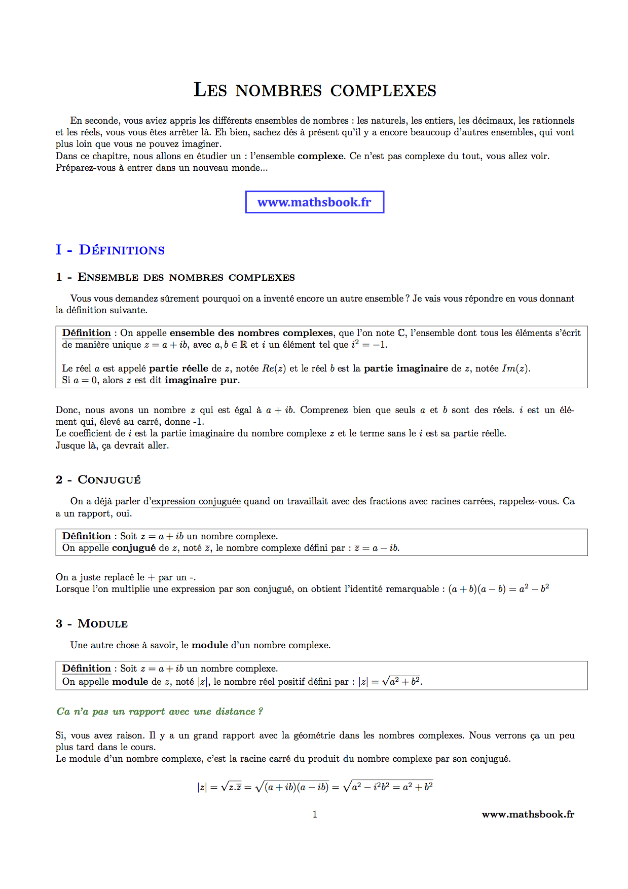 ensemble des nombres complexes module et conjugue