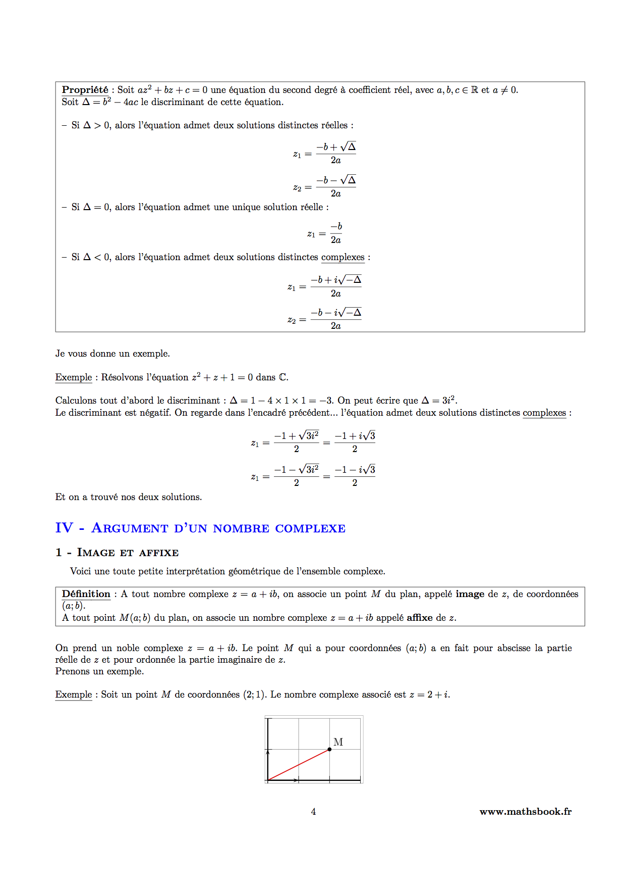 resolution equation second degre complexe