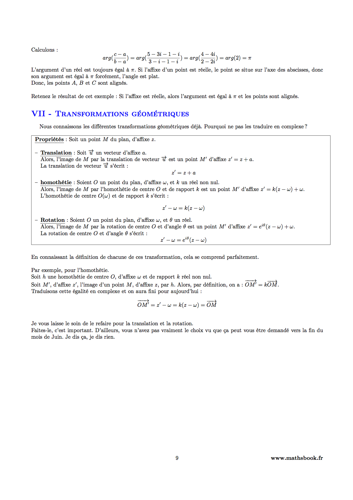 transformations geometriques complexes