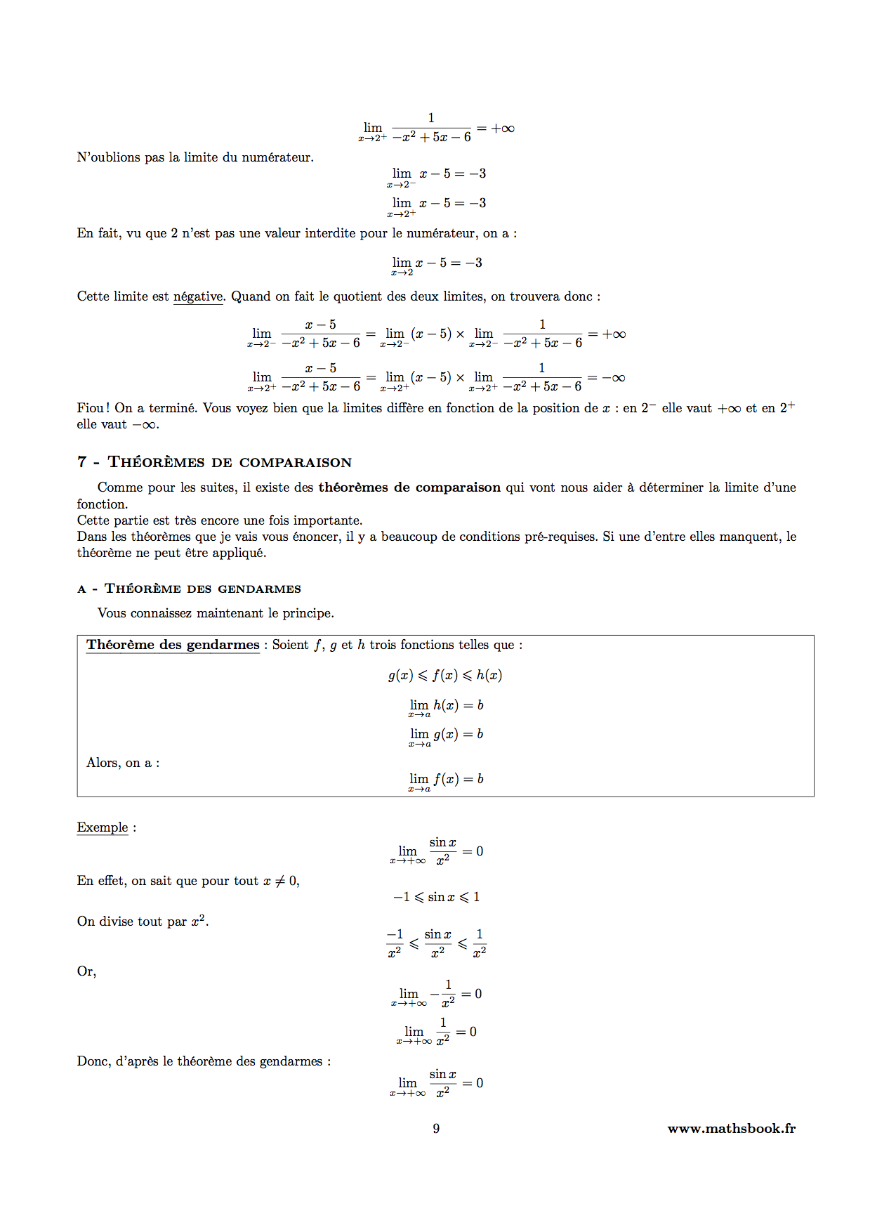 theoreme des gendarmes fonctions