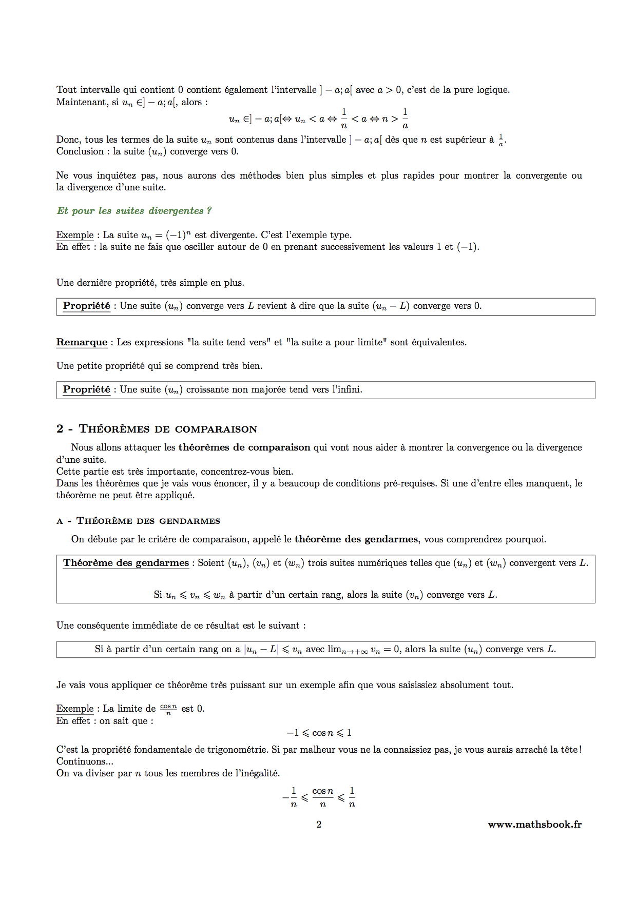 theoreme des gendarmes suites numeriques