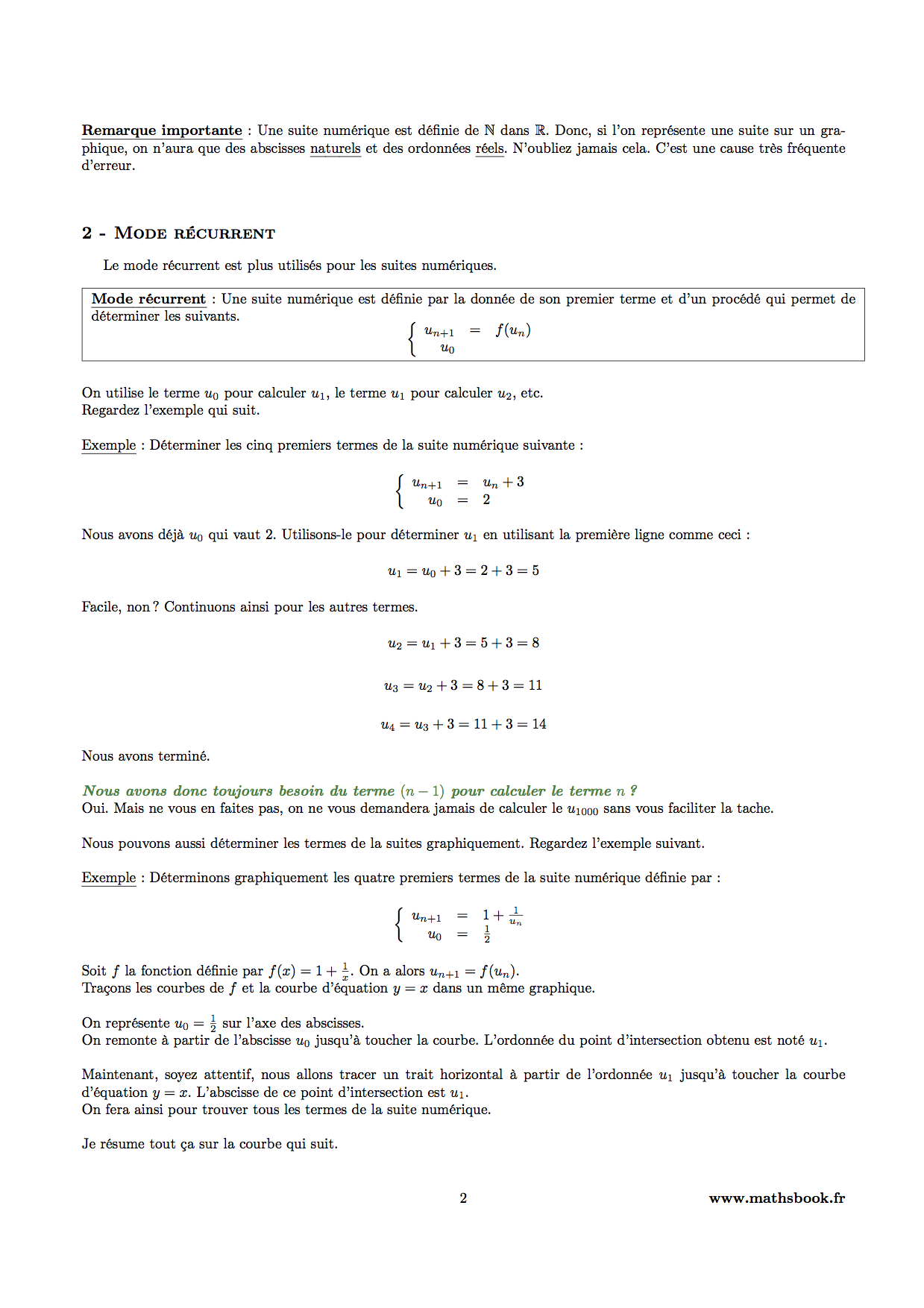 mode de definiton suite numerique