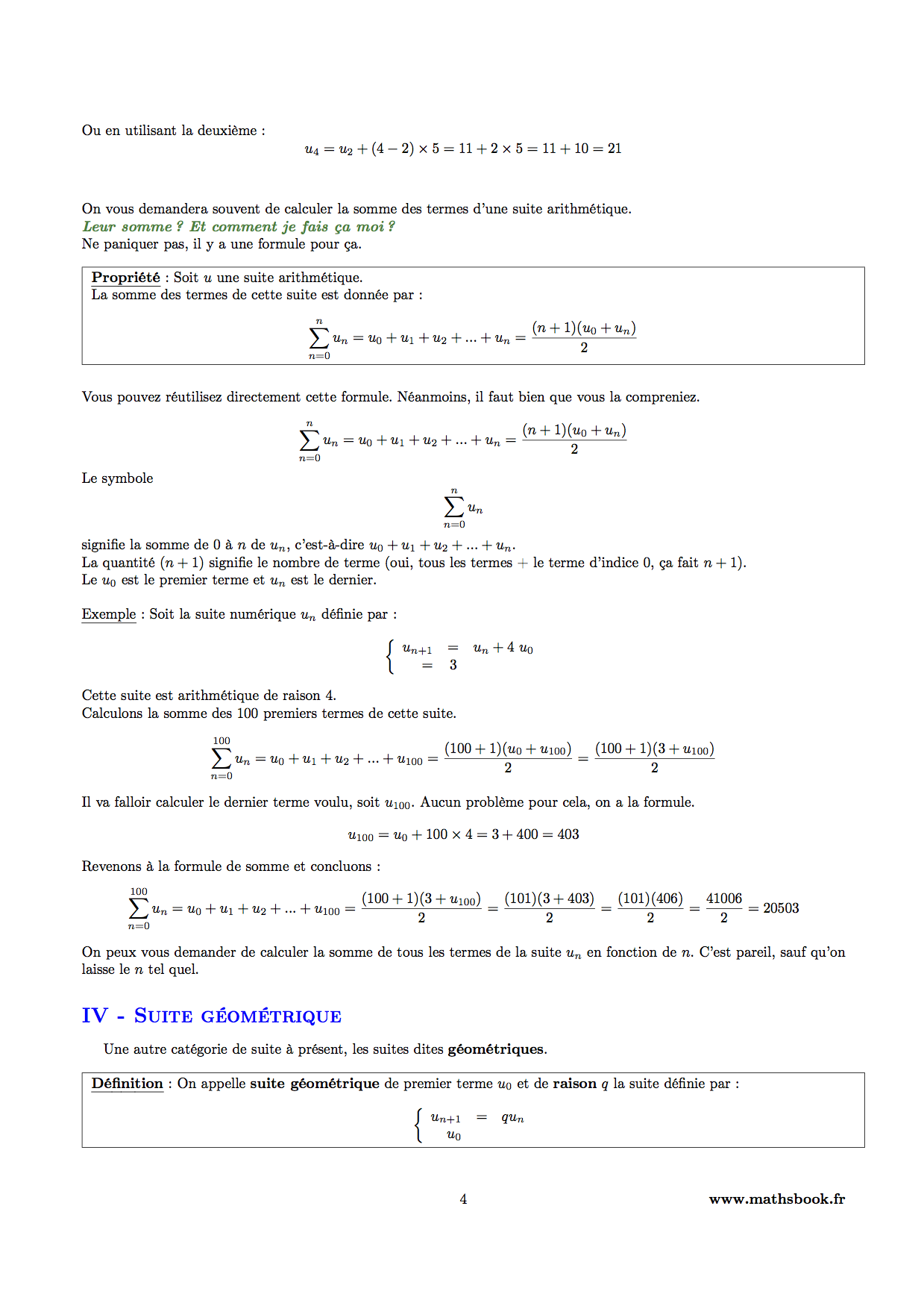 suite arithmetique proprietes