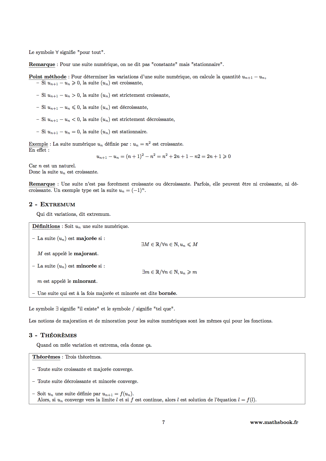 variations et maximum et minimum suite numeriques