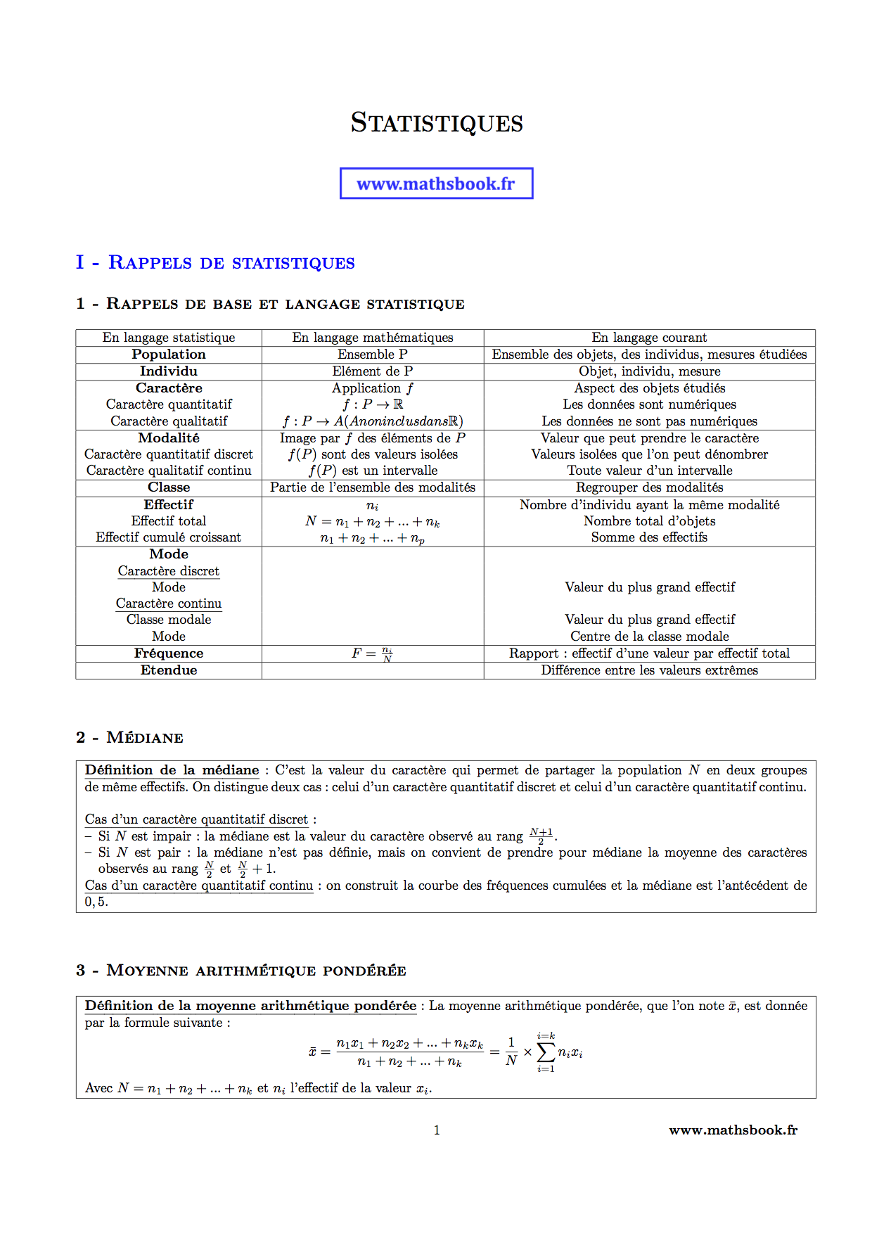 statistiques mediane moyenne frequence