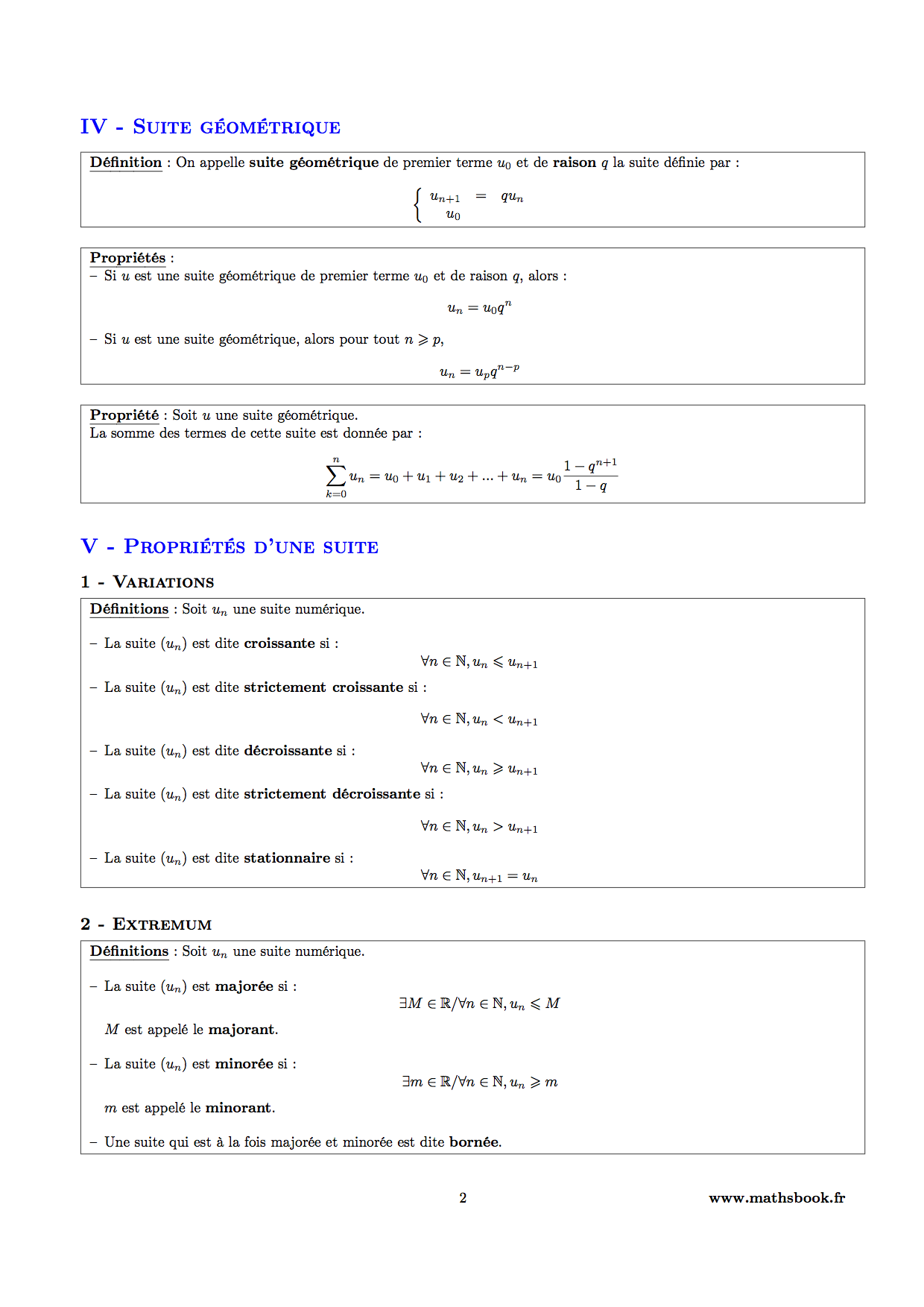 suite geometrique proprietes variations