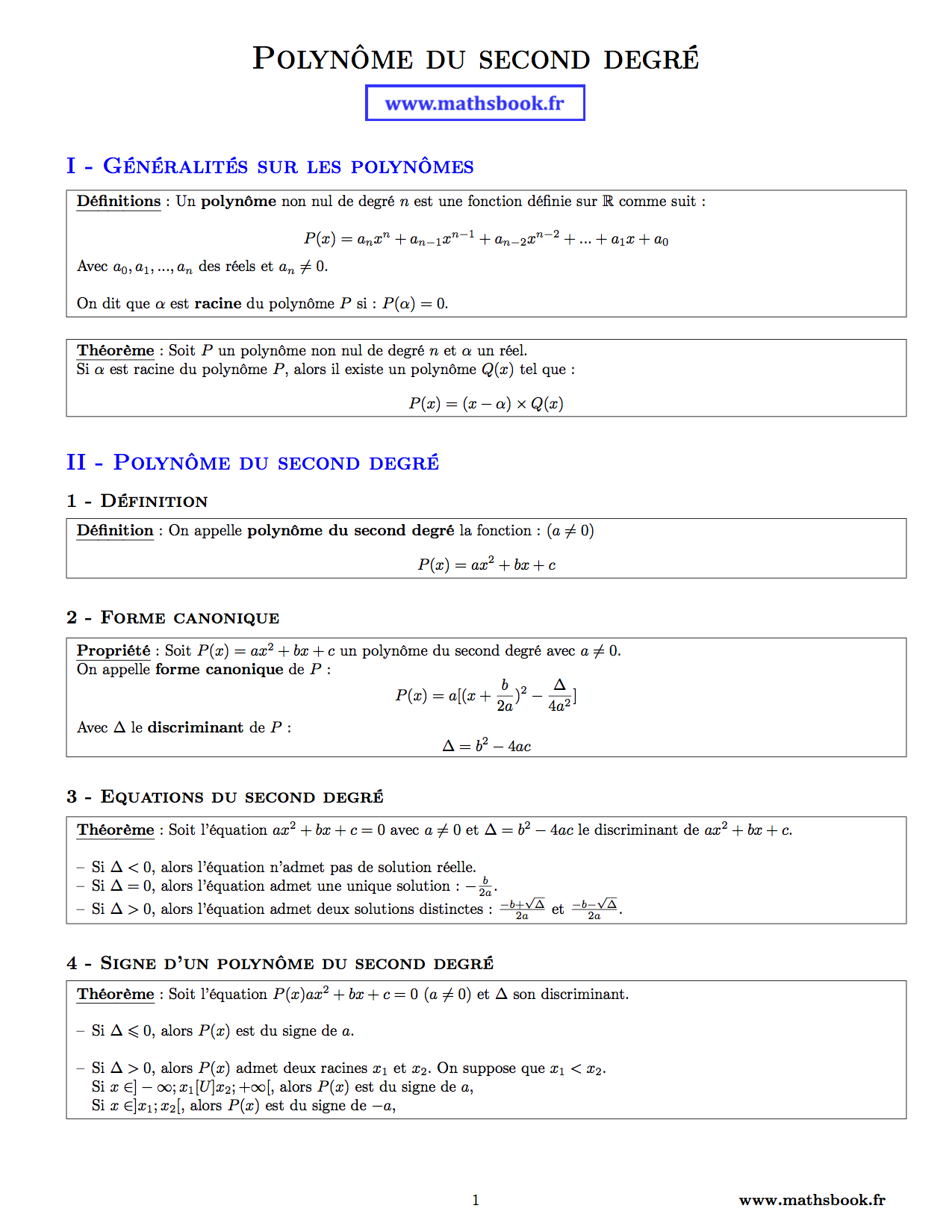 polynome du second degre