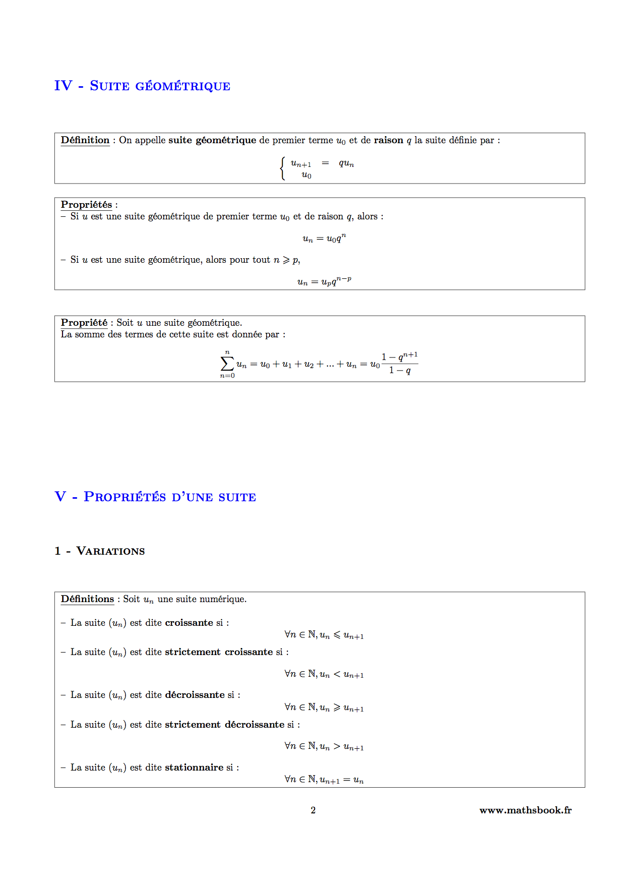 suite geometrique variation suites