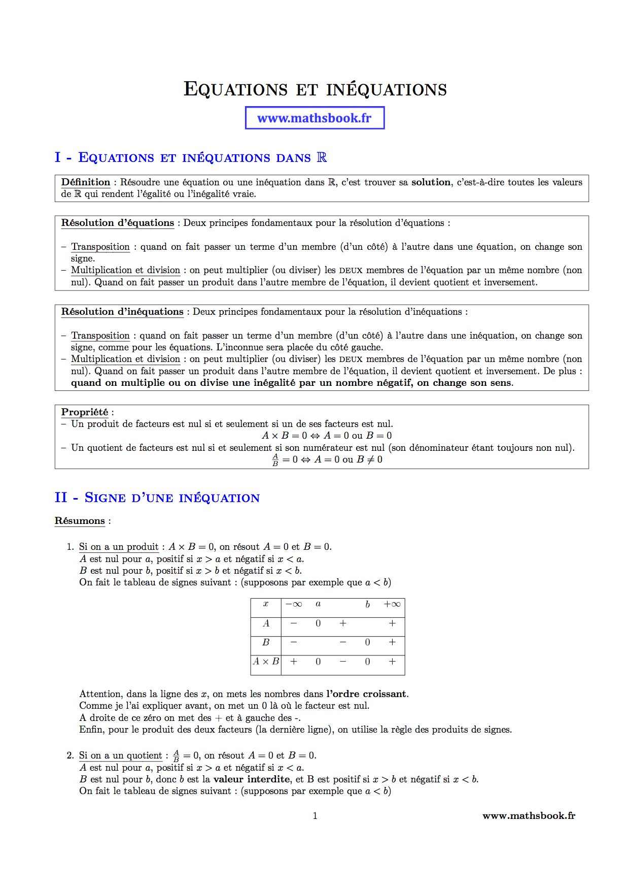 equations et inequation reelles