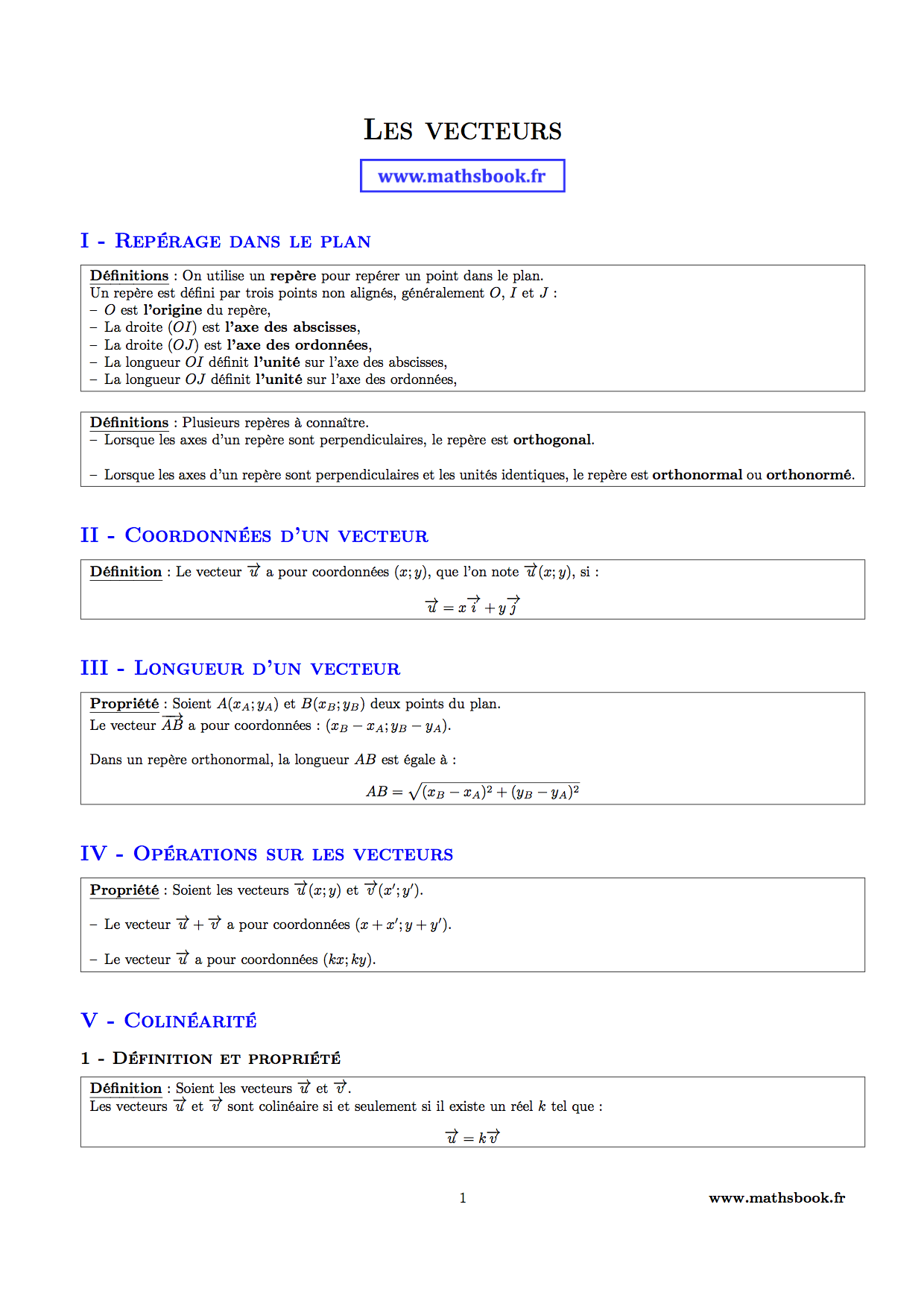 les vecteurs coordonnees longueurs operations