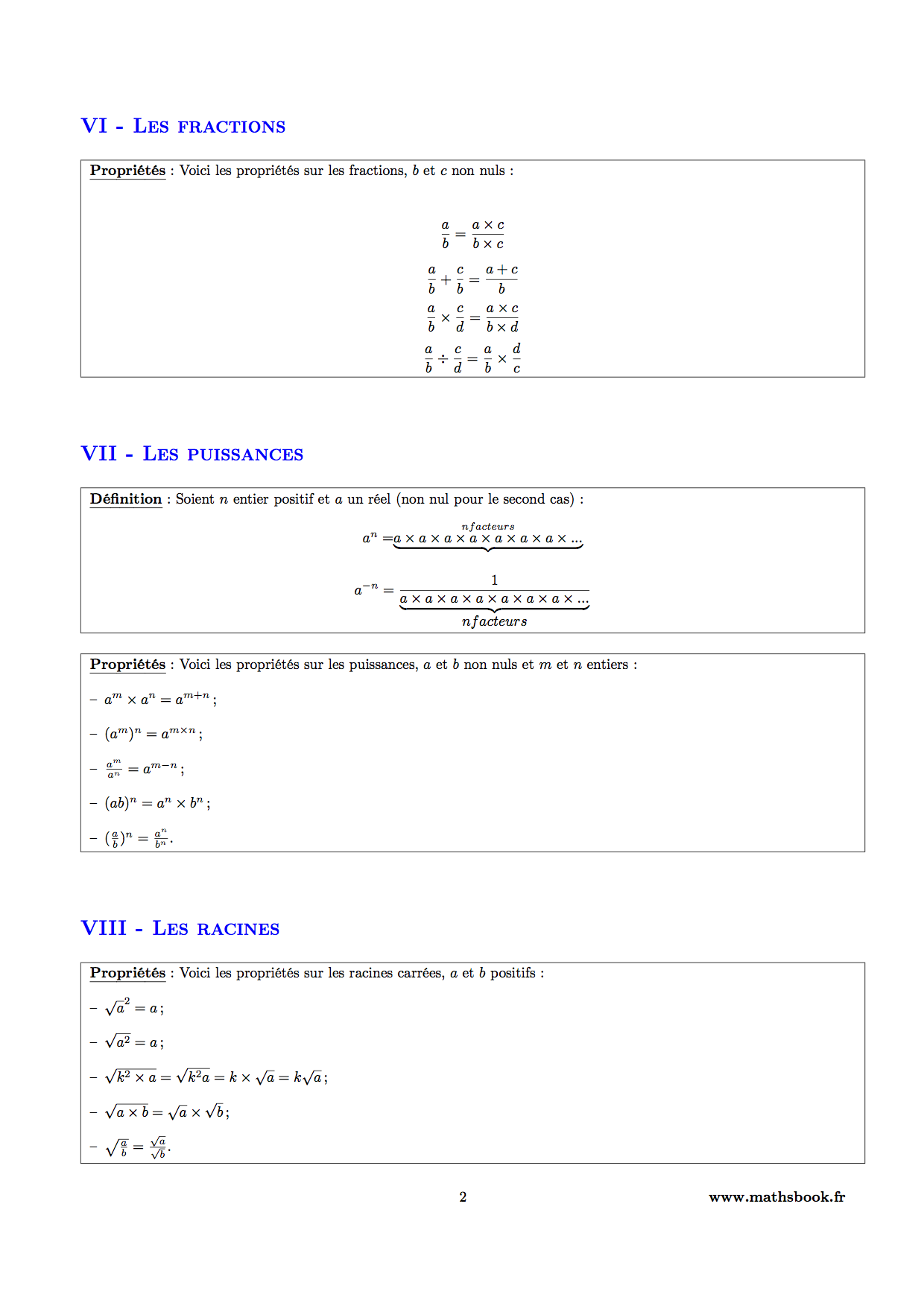 fractions puissances racines carrees