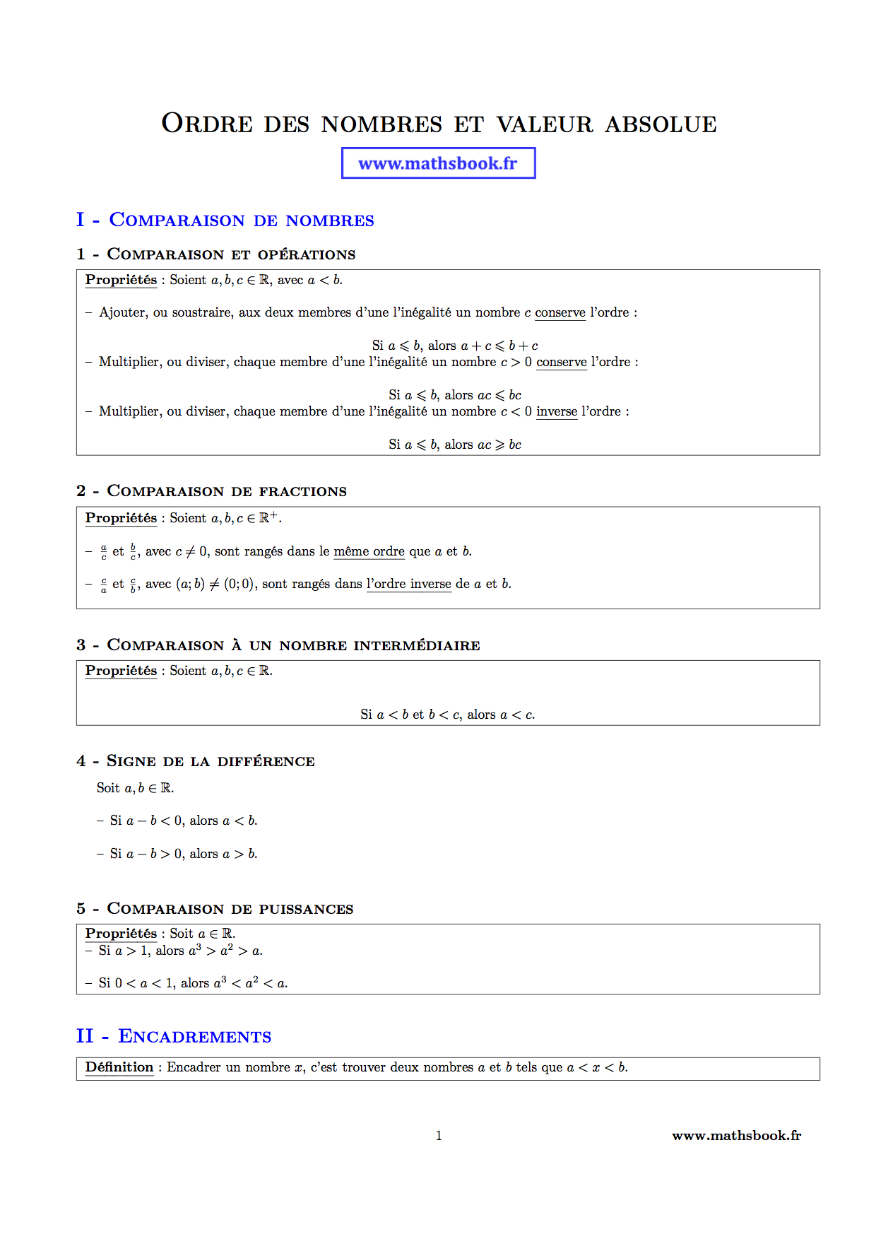 ordre des nombres comparaisons et encadrements