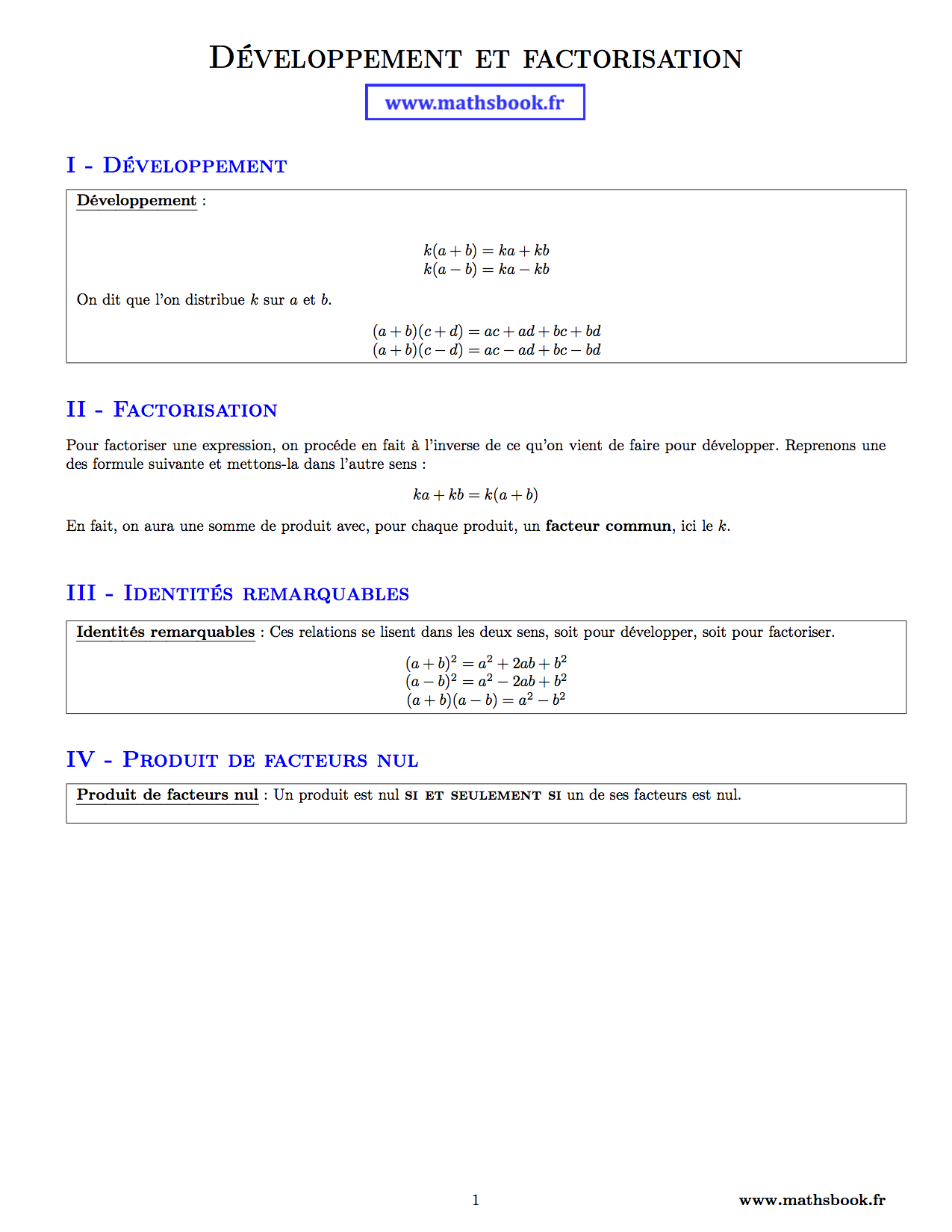 developpement factorisation