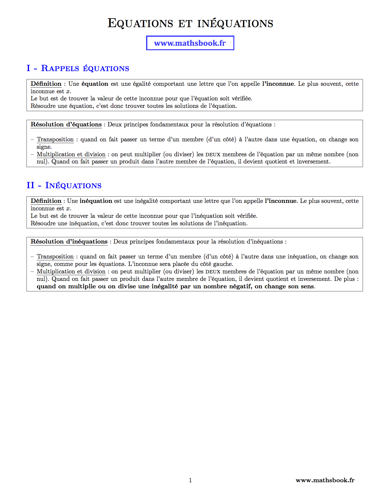 equations et inequations