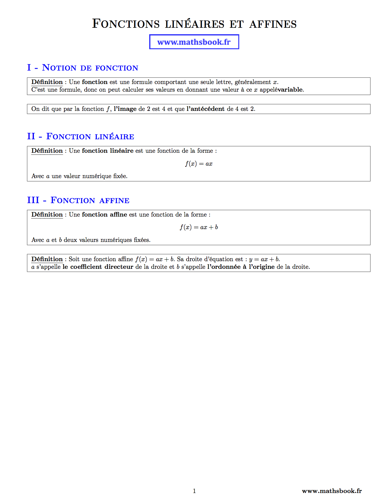 fonctions lineaires et affines