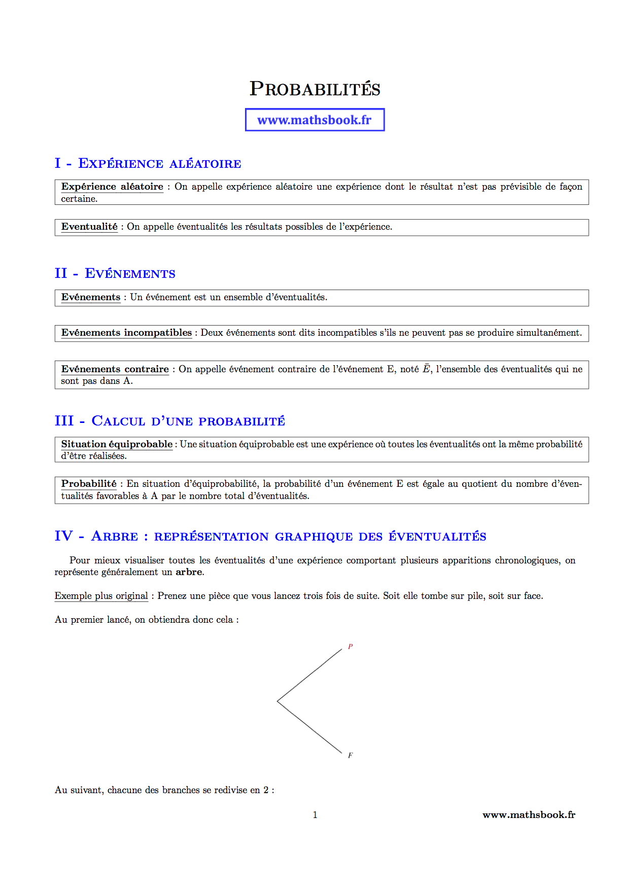 probabilites evenements calculs arbre