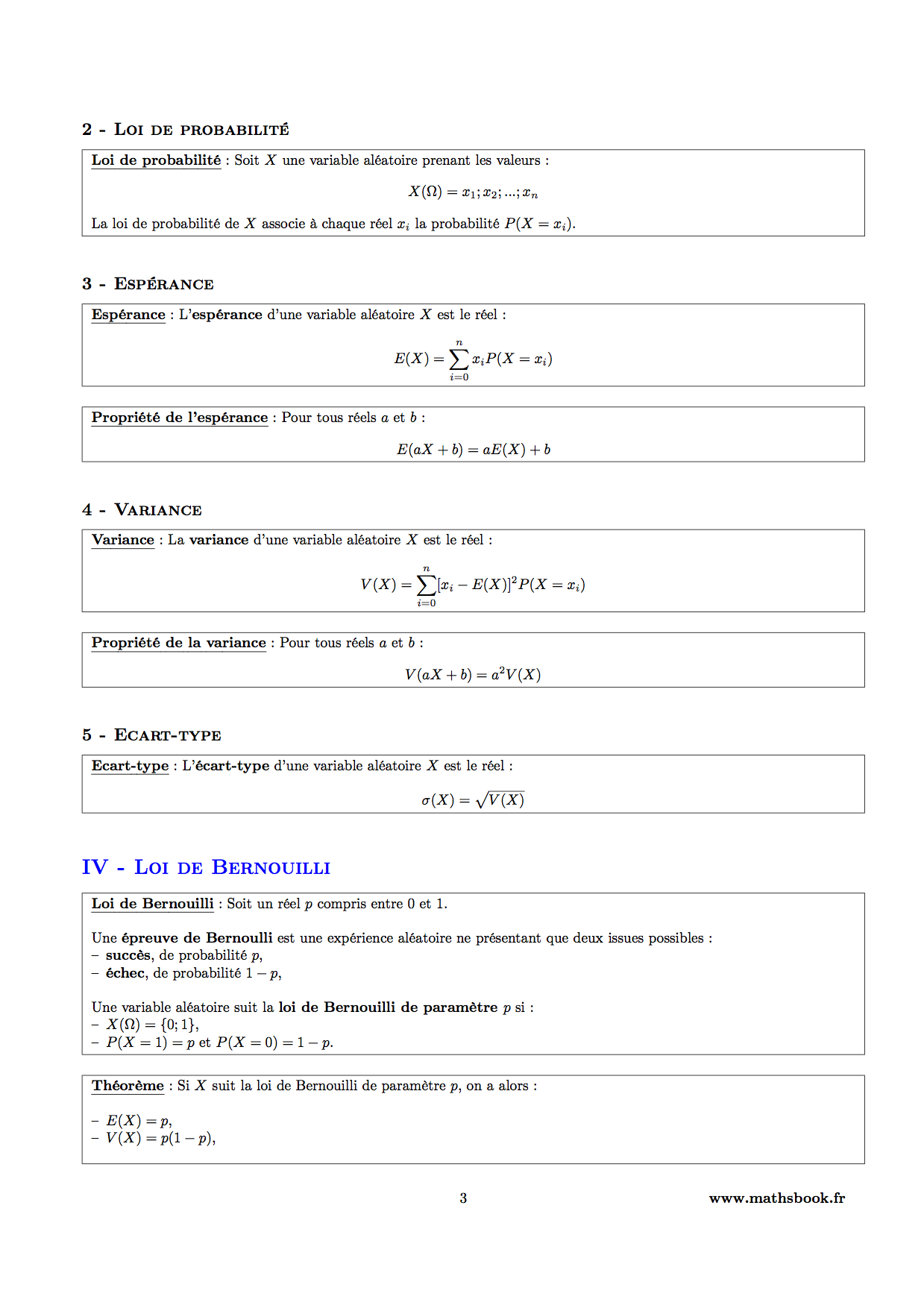 variabls aleatoires et loi de probabilite