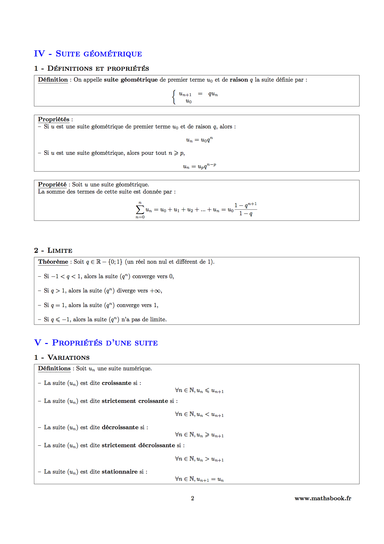 suite geometrique definition proprietes