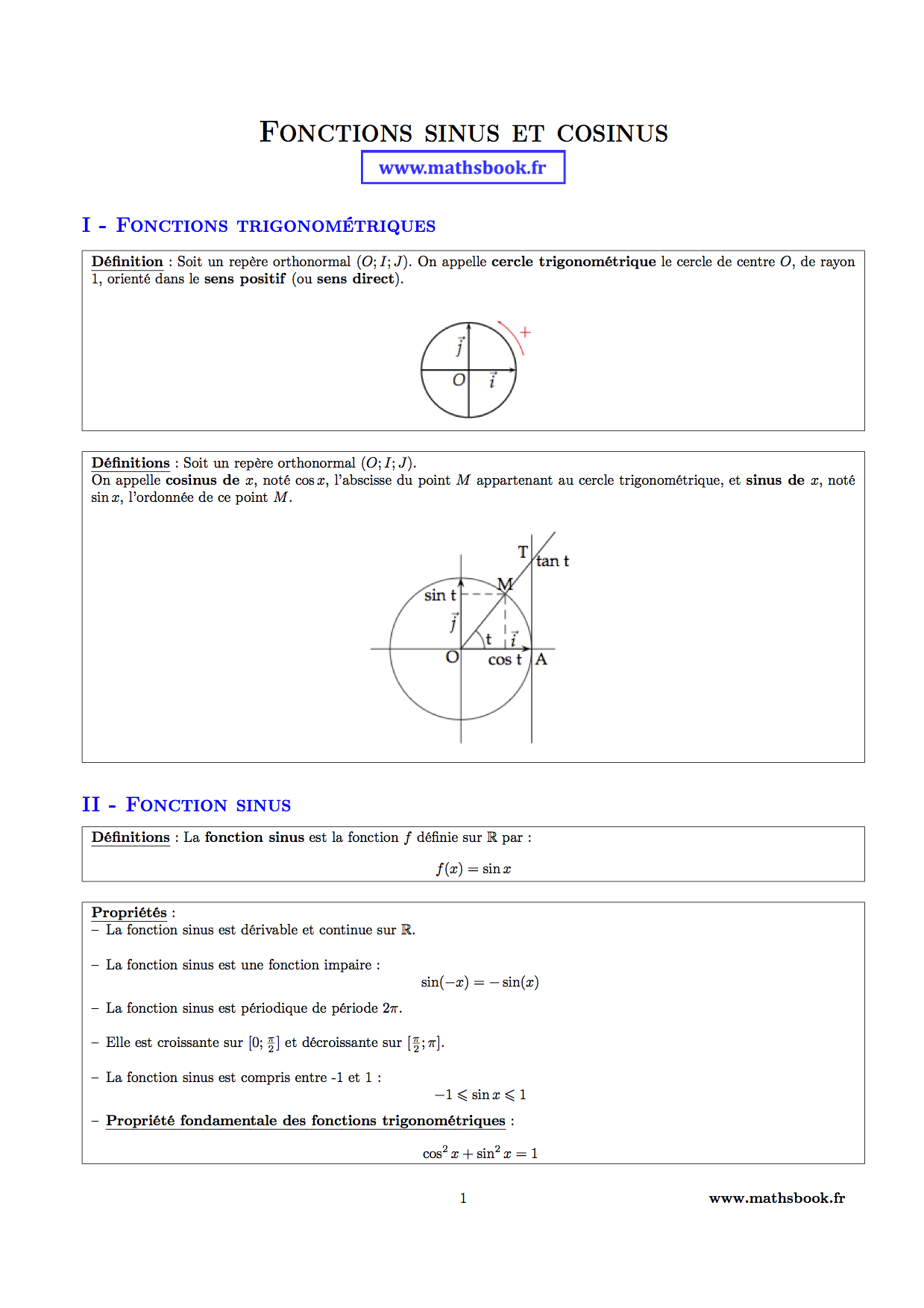 fonctions trigonometriques fonction sinus