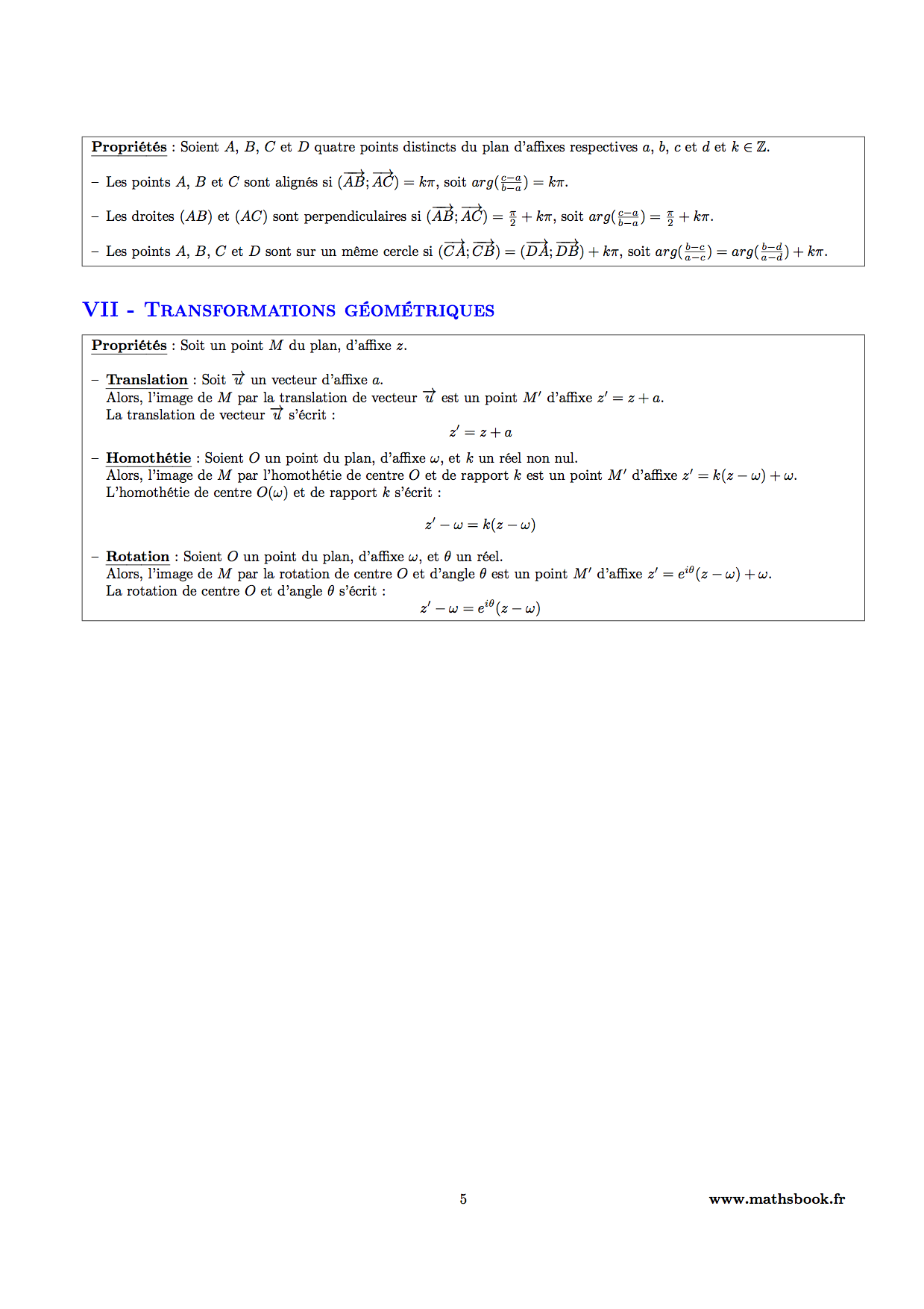 nombre complexe geometrie et transformations