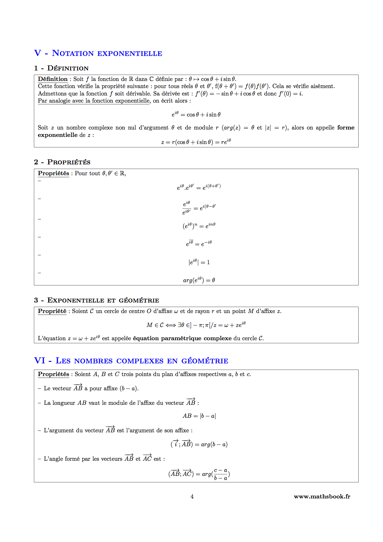 notation exponentielle complexe