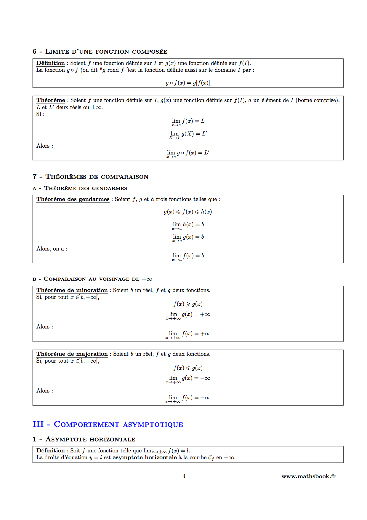 theoremes de comparaison des gendarmes limites