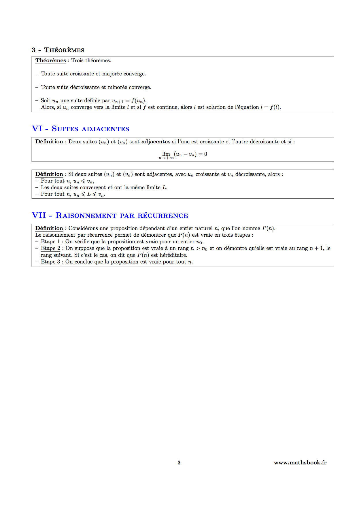 suite adjacentes et raisonnement par recurrence