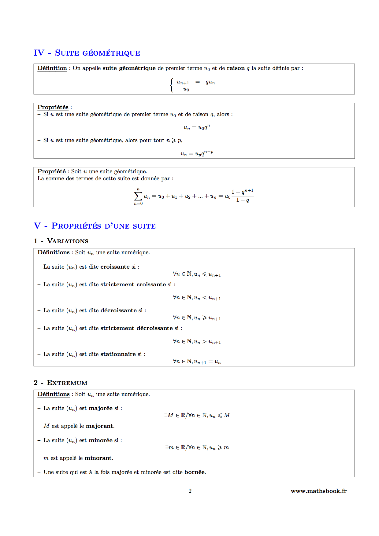 suite geometrique et variations suite