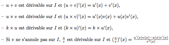 opérations sur les dérivées