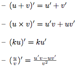 formules de dérivées