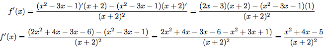 calcul de la dérivée d'une fonction