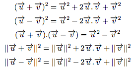 identités remarquables du produit scalaire
