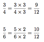 Réduction de deux fractions au même dénominateur
