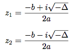 résolutions d'équation du second degré dans l'ensemble des complexes