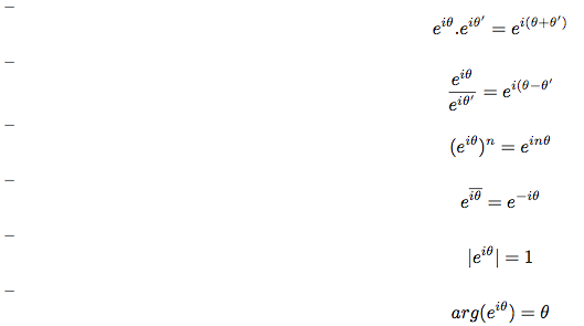 propriétés de la notation exponentielle complexe