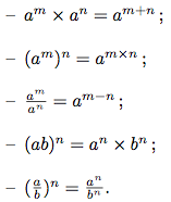 rêgles de calculs des puissances