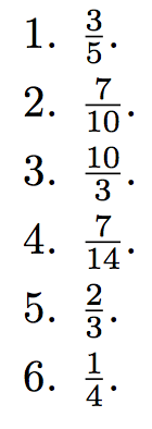 représentation des fractions sur une droite graduée