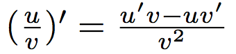 formule de la dérivée d'un quotient