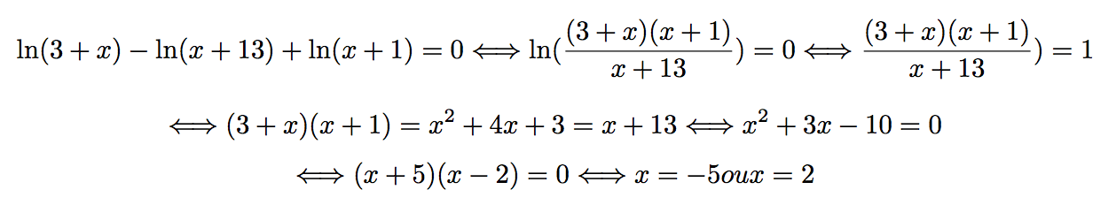 équation avec des logarithmes