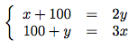 résolution de système d'équations à deux inconnues dans un problème